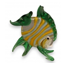 Poisson vert et jaune en verre de Murano (abimé)