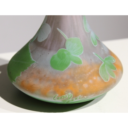 Vase soliflore vert et orange signé CROISMARE