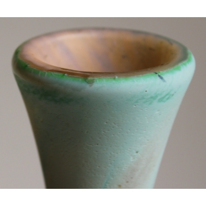 Vase soliflore vert et orange signé CROISMARE