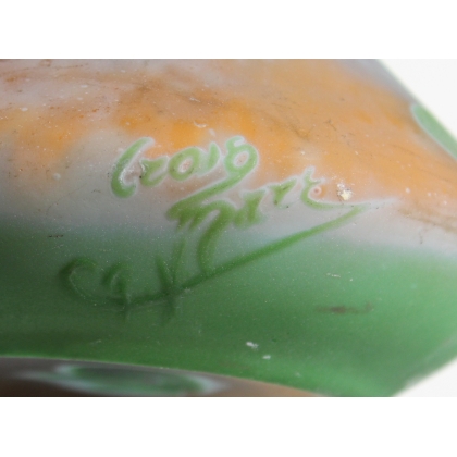 Vase soliflore vert et orange signé CROISMARE