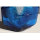 Vase en verre bleu et blanc signé MDINA 1987