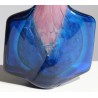 Blue and pink glass vase, signed MDINA 1987