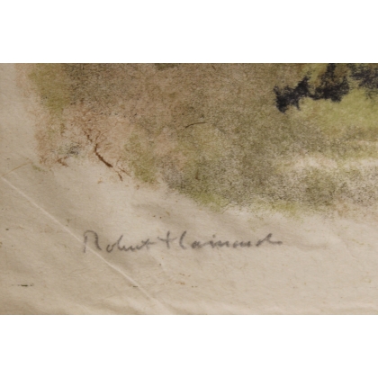 Gravure "Troupeau de bisons" signée HAINARD