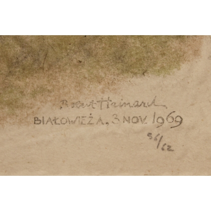 Gravure "Troupeau de bisons" signée HAINARD