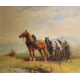 Tableau "Chevaux de trait" signé Eug. PÉCHAUBÈS