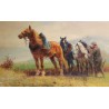 Tableau \"Chevaux de trait\" signé Eug. PÉCHAUBÈS