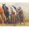 Tableau \"Chevaux de trait\" signé Eug. PÉCHAUBÈS