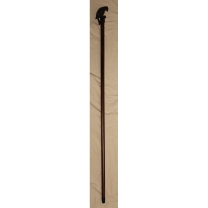 Walking stick with a bronze woodpecker-head knob