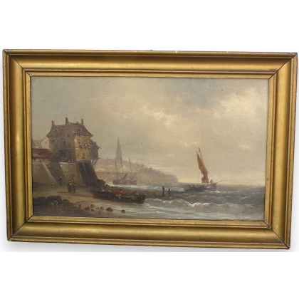 Tableau \"Port\", signé.