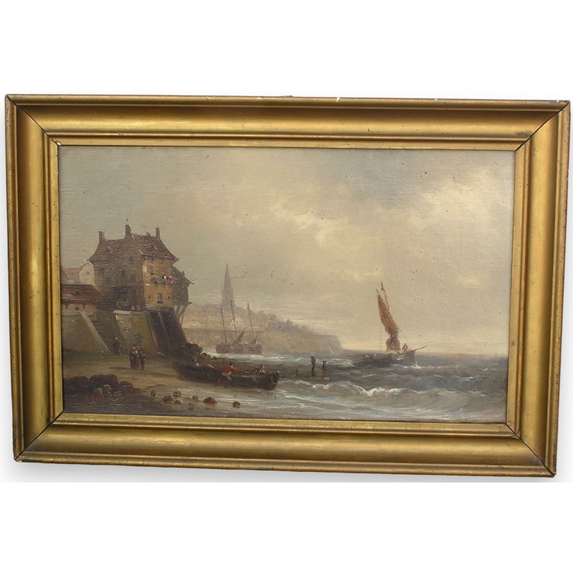 Paintings | Painting entitled ‘Port’, signed. Moinat SA  – Antiques and home décor