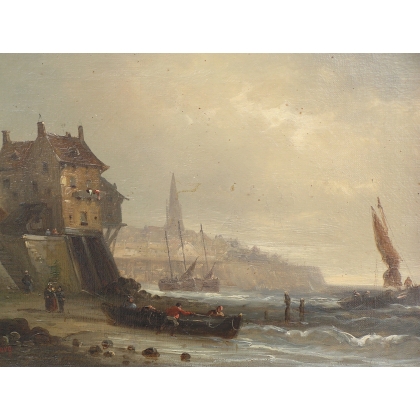 Paintings | Painting entitled ‘Port’, signed. Moinat SA  – Antiques and home décor