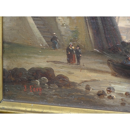 Paintings | Painting entitled ‘Port’, signed. Moinat SA  – Antiques and home décor