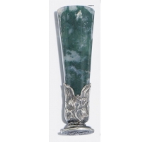 Sceau en agate verte et argent "RA"