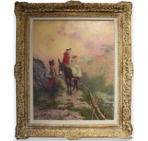 Tableau "Sur un chemin de montagne" signé MENTA