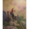 Tableau \"Sur un chemin de montagne\" signé MENTA
