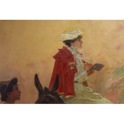 Tableau \"Sur un chemin de montagne\" signé MENTA