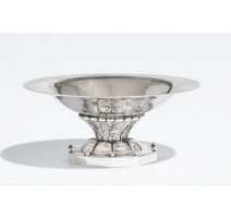 Coupelle ovale sur pied en argent par Georg JENSEN