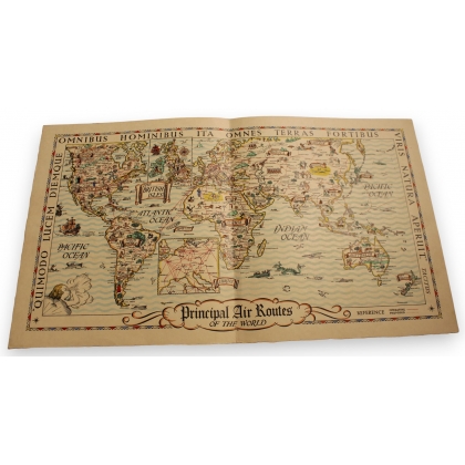 World map showing flight routes