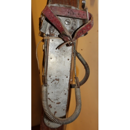 A pair of BADAN Kung Bore skis with poles