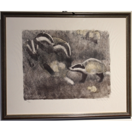 Gravure "Jeux de blaireaux" signé Robert HAINARD