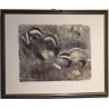 Gravure "Jeux de blaireaux" signé Robert HAINARD