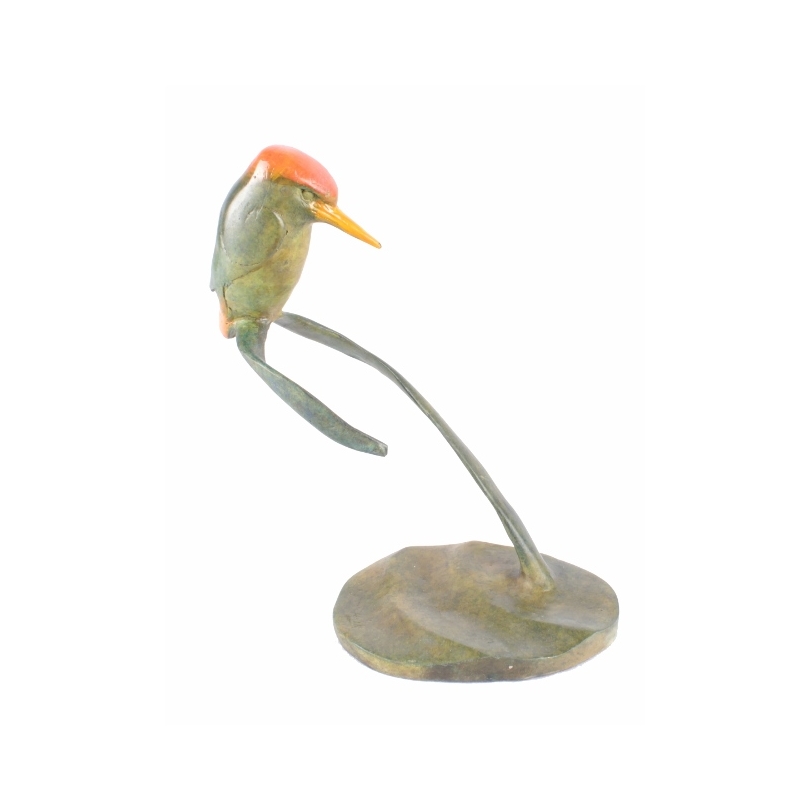 Martin-pêcheur sur une branche en bronze