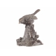 Moineau sur une souche en bronze