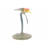 A kingfisher in flight, in polychrome bronze