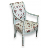 Fauteuil Directoire en bois laqué turquoise