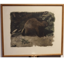 Gravure "Castor" signée Robert HAINARD