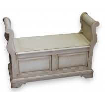 Banc-coffre style Louis-Philippe laqué blanc