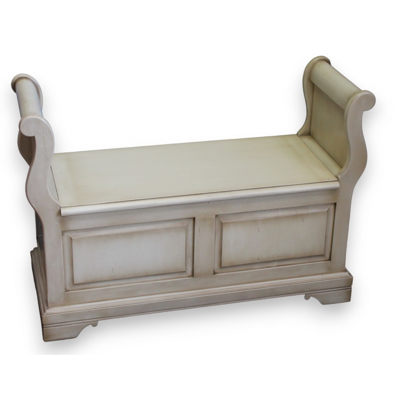 Banc-coffre style Louis-Philippe laqué blanc