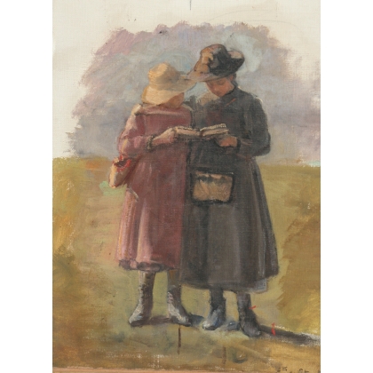 Paintings | Painting entitled ‘2 Children’. Moinat SA  – Antiques and home décor