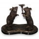 Couple de rats portant une fleur en bronze