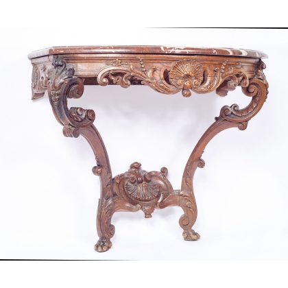 A pair of Regency-style side tables in carved oak