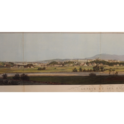 Lithographie panoramique "Genève et environs"