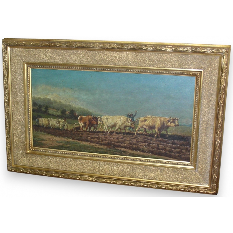 Paintings | Painting: ‘Ploughing’. Moinat SA  – Antiques and home décor
