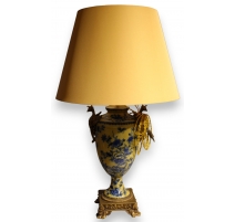 Lampe en porcelaine jaune bleu