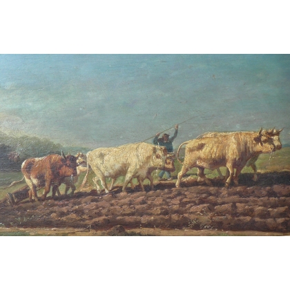 Paintings | Painting: ‘Ploughing’. Moinat SA  – Antiques and home décor