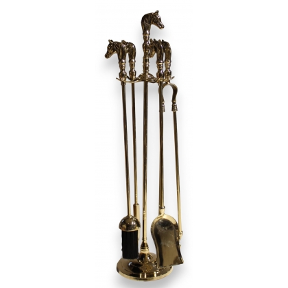 Outils de cheminée "Cheval" en laiton
