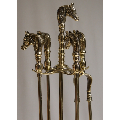 Outils de cheminée "Cheval" en laiton