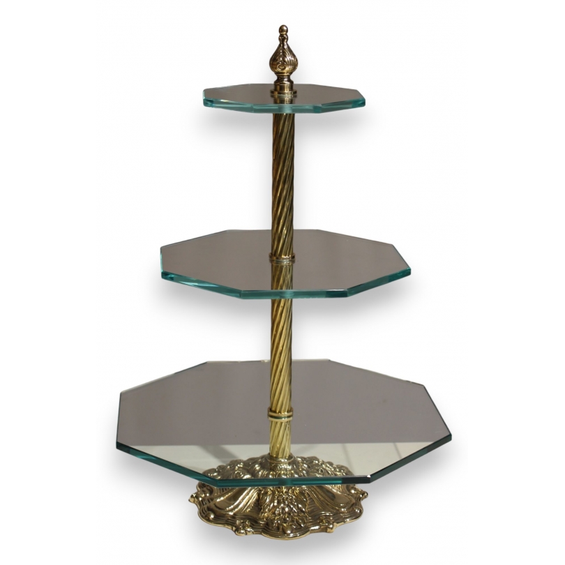 3-tier glass and brass display stand