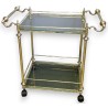 Brass serving trolley with two glass trays