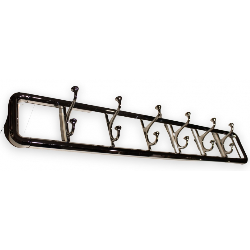 Coat rack with 6 hooks in chrome-plated brass