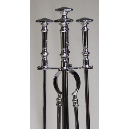 Outils de cheminée en laiton chromé