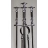 Outils de cheminée en laiton chromé