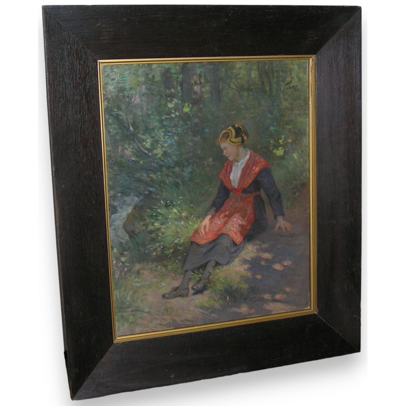 Paintings | Painting: ‘Young Girl from Evolène’ by Moinat SA – Antiques and Decor
