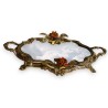 Brass mirror tray decorated with roses