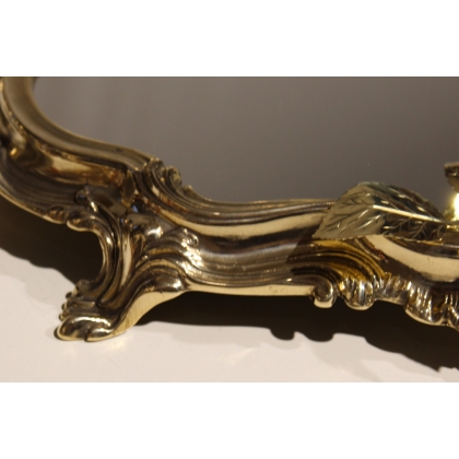 Brass mirror tray decorated with roses