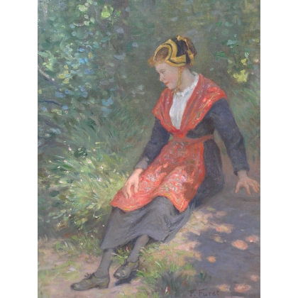 Paintings | Painting: ‘Young Girl from Evolène’ by Moinat SA – Antiques and Decor